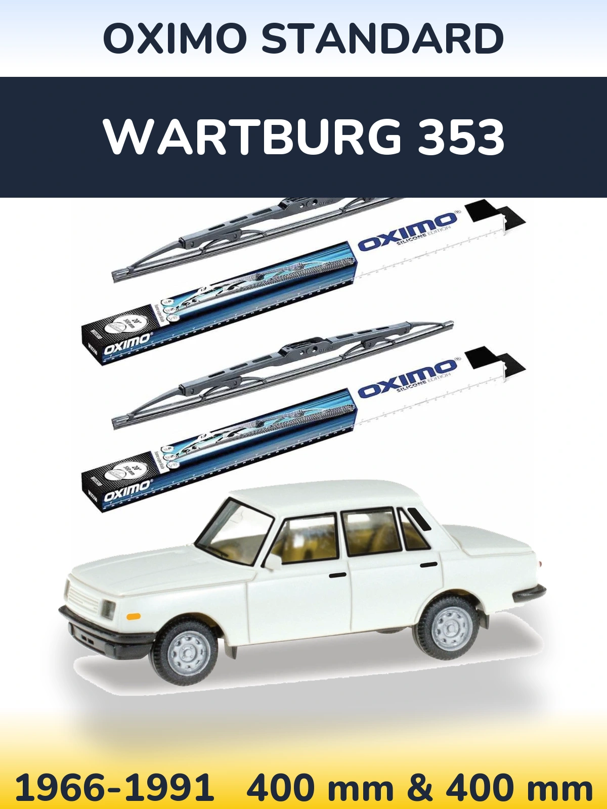 Sada předních stěračů Oximo Standard 400 a 400 mm pro Wartburg 353 1966-1991