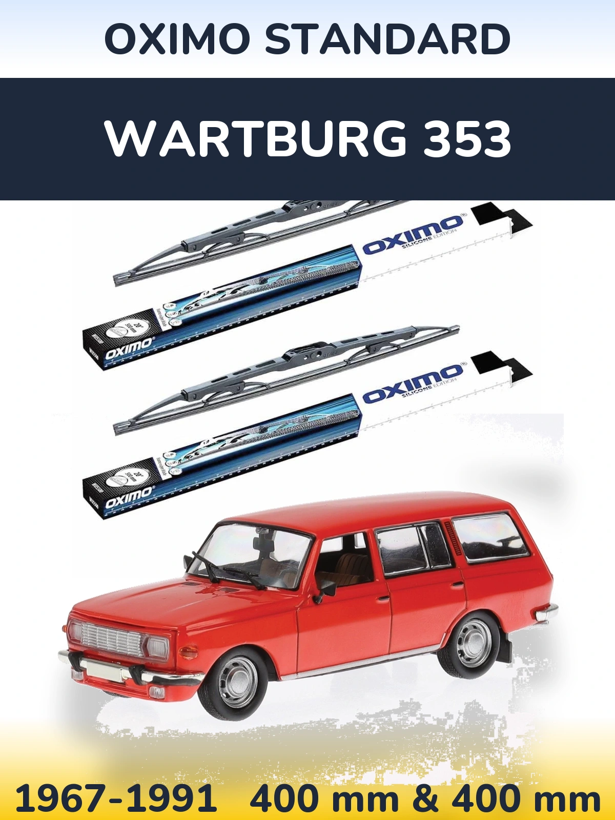 Sada předních stěračů Oximo Standard 400 a 400 mm pro Wartburg 353 1967-1991