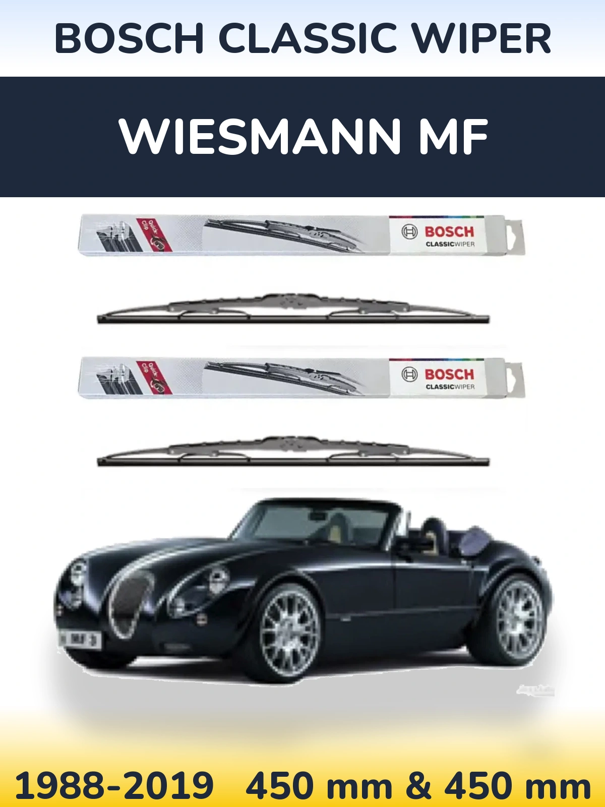 Sada předních stěračů BOSCH Classic Wiper 450 a 450 mm pro Wiesmann MF 1988-2019