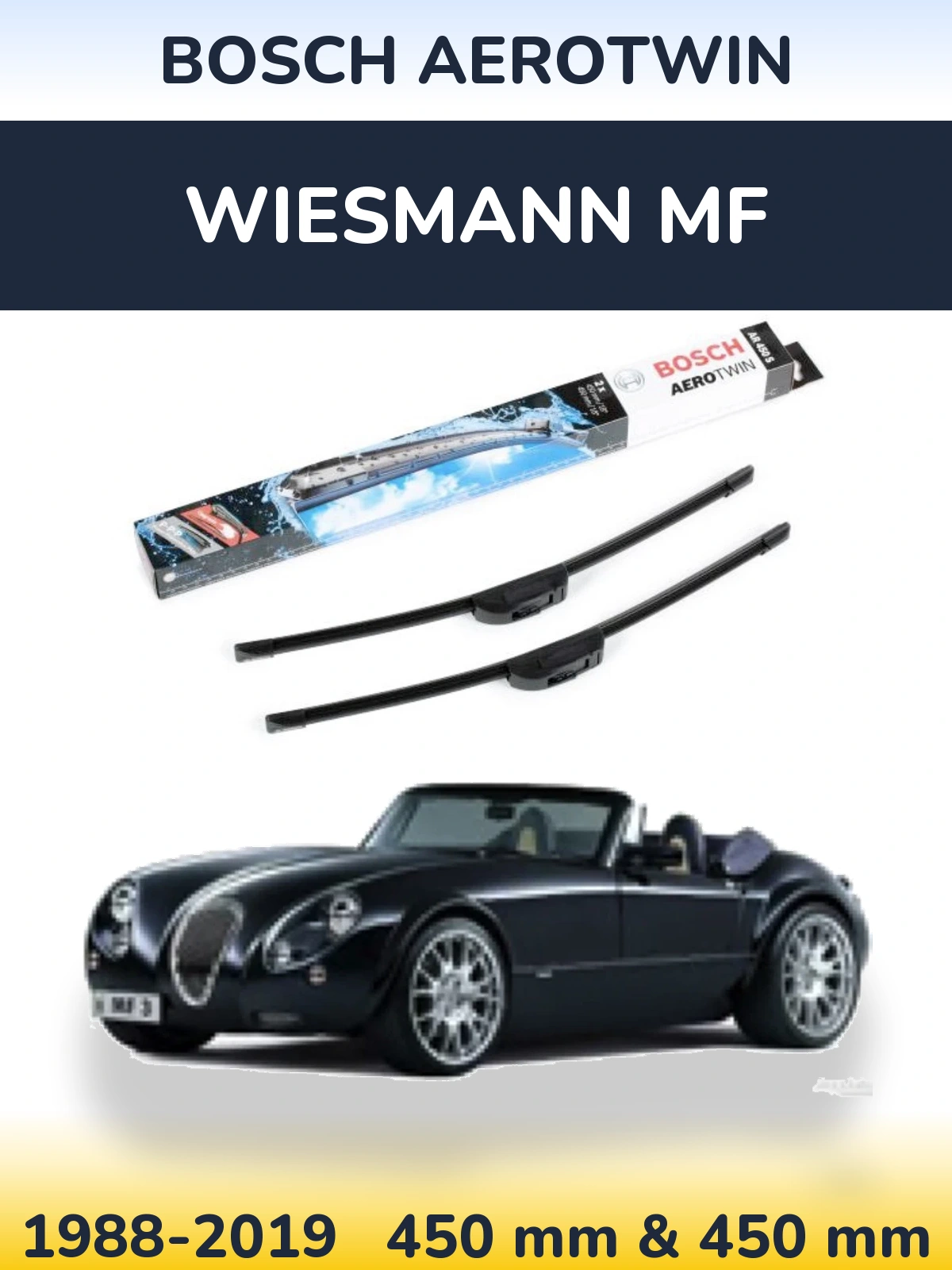 Sada předních stěračů BOSCH AeroTwin 450 a 450 mm pro Wiesmann MF 1988-2019