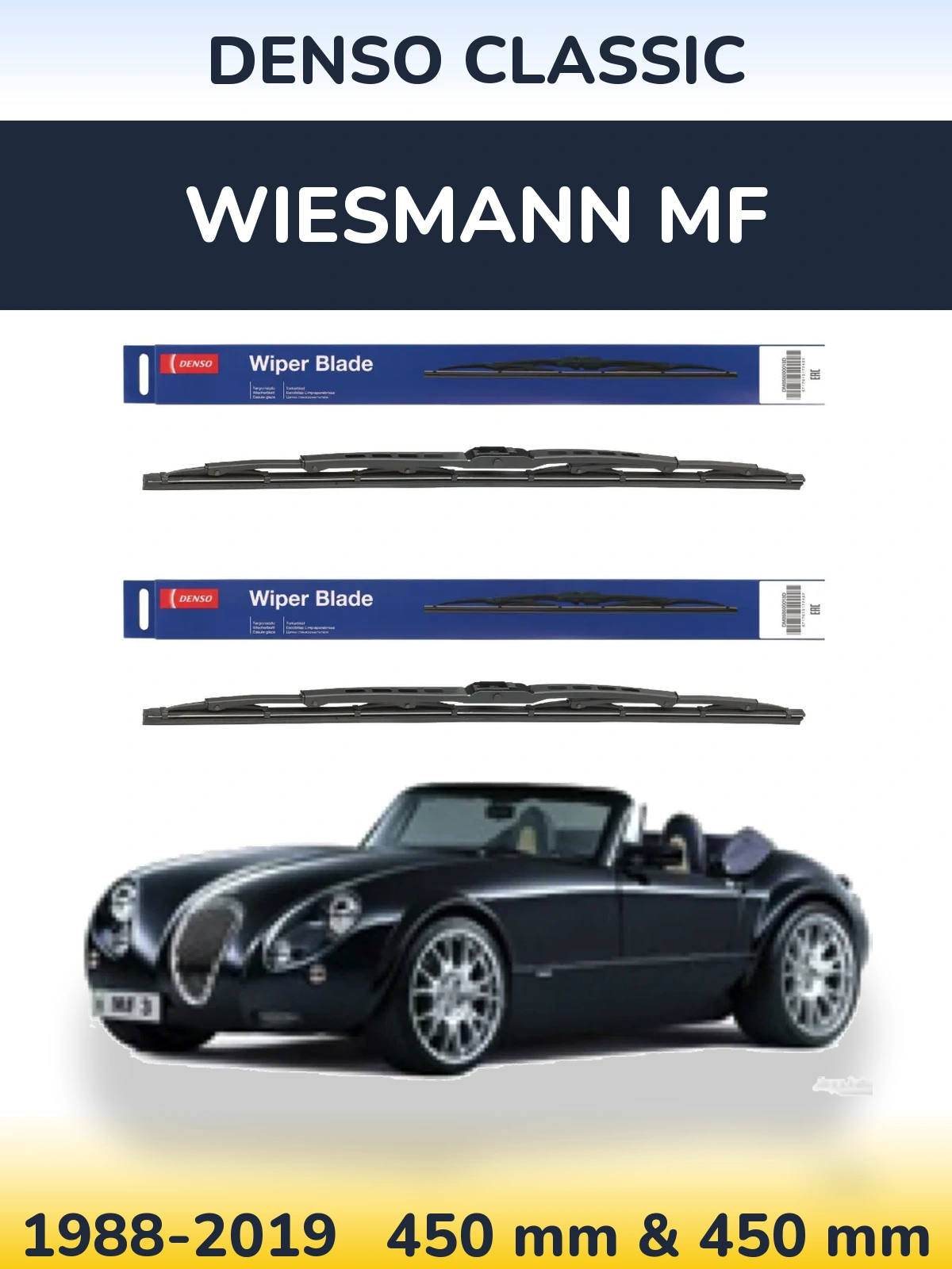Sada předních stěračů Denso Classic 450 a 450 mm pro Wiesmann MF 1988-2019