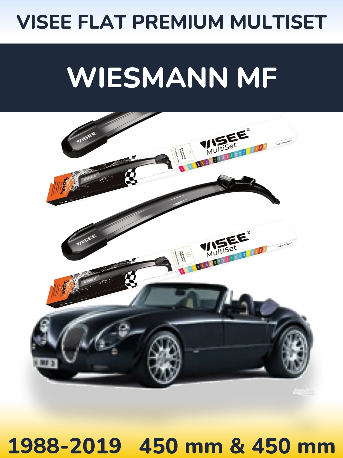 Sada předních stěračů VISEE FLAT PREMIUM MultiSet 450 a 450 mm pro Wiesmann MF 1988-2019