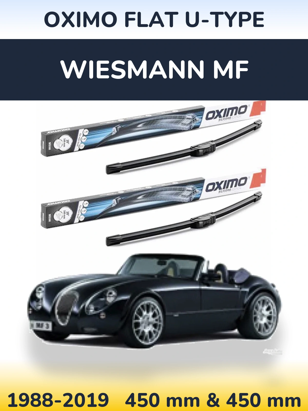 Sada předních stěračů Oximo Flat U-type 450 a 450 mm pro Wiesmann MF 1988-2019