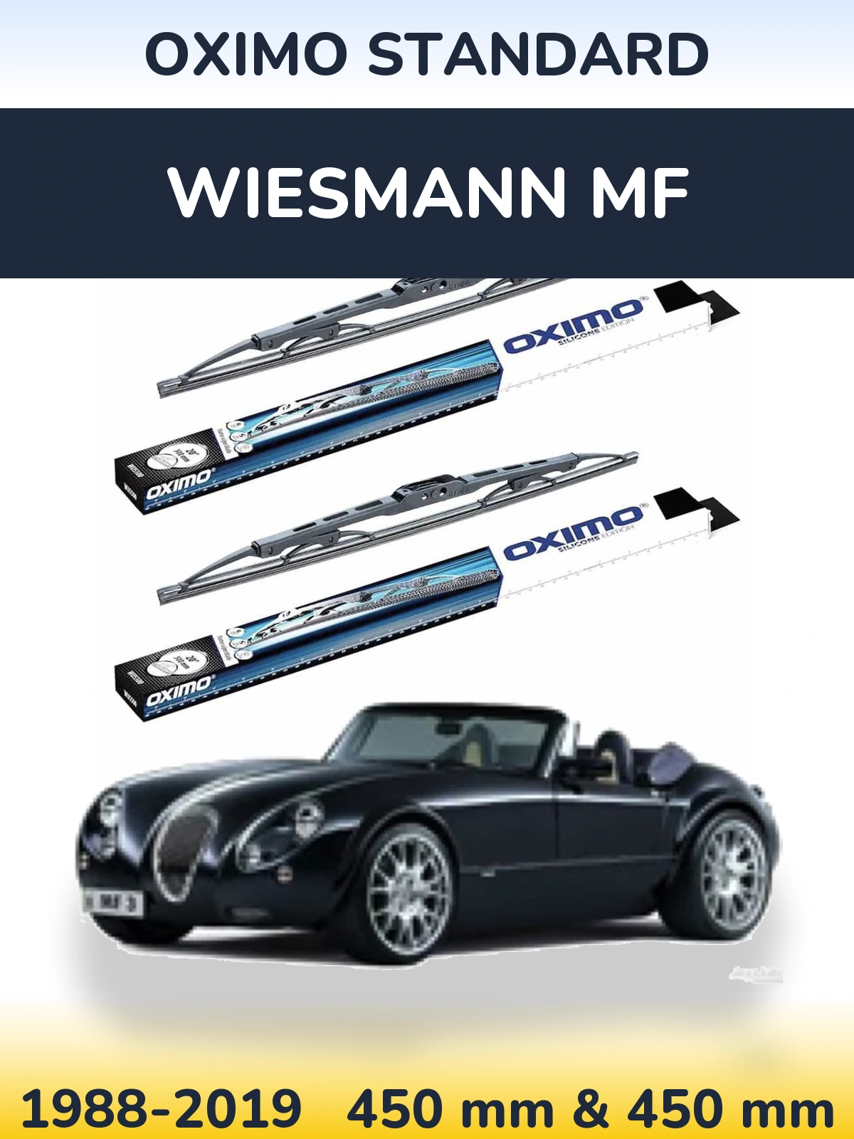 Sada předních stěračů Oximo Standard 450 a 450 mm pro Wiesmann MF 1988-2019