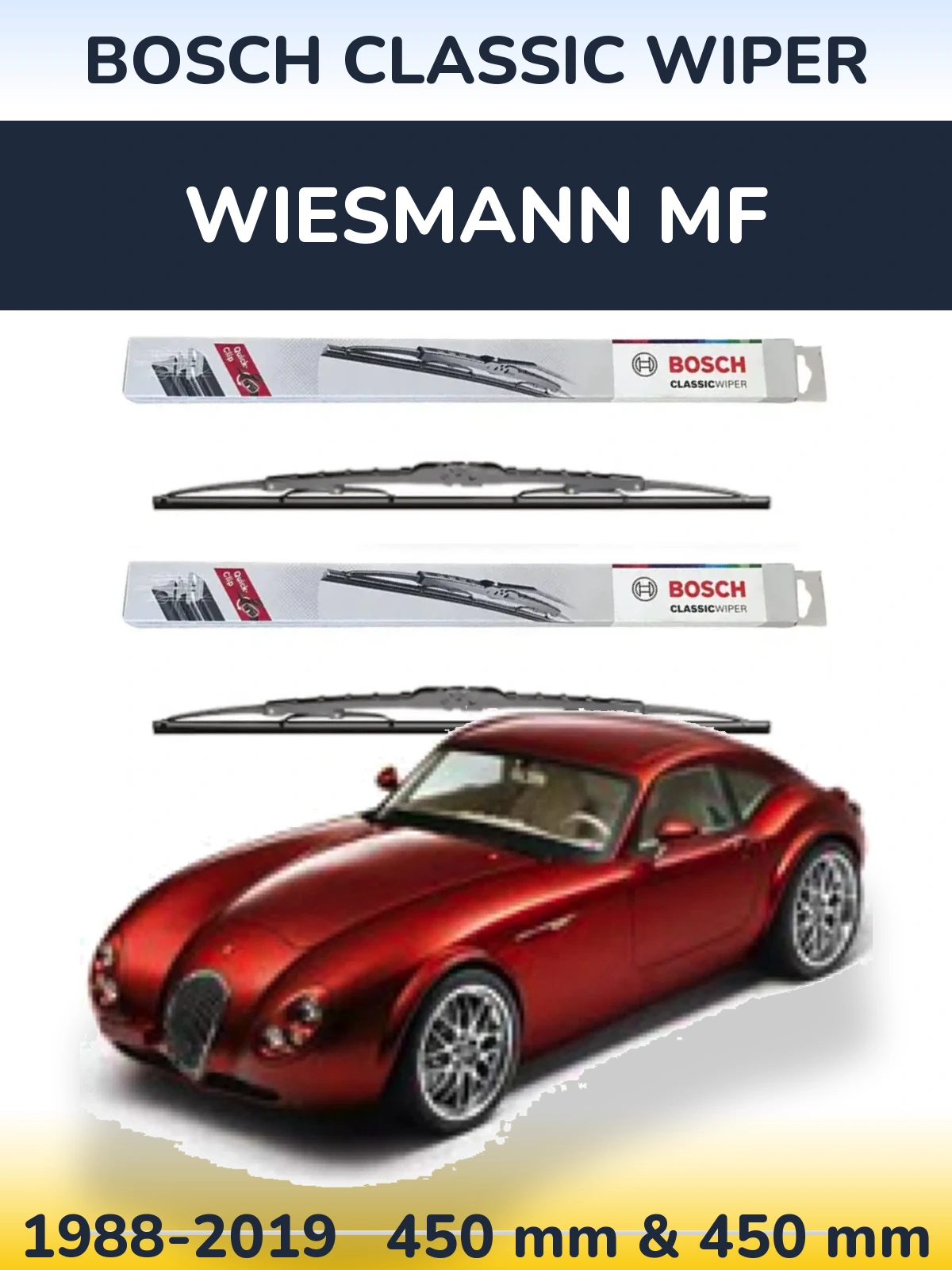 Sada předních stěračů BOSCH Classic Wiper 450 a 450 mm pro Wiesmann MF 1988-2019