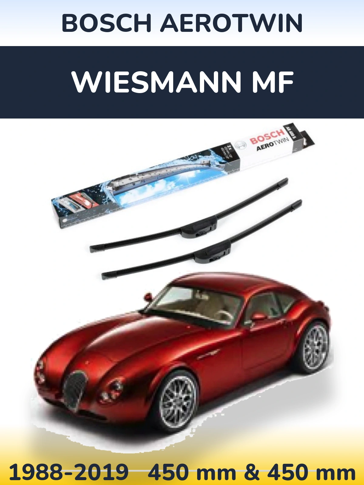 Sada předních stěračů BOSCH AeroTwin 450 a 450 mm pro Wiesmann MF 1988-2019