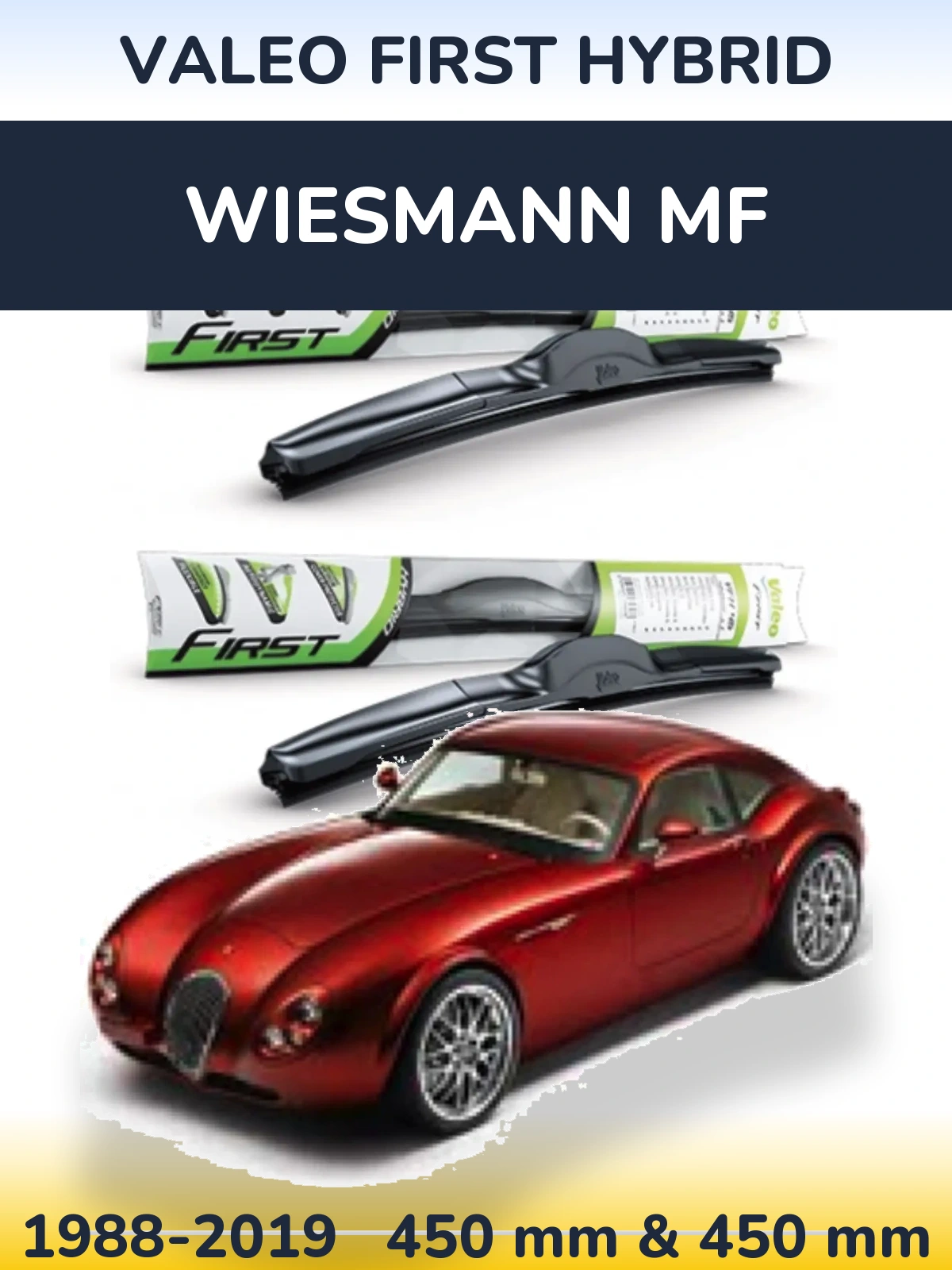 Sada předních stěračů Valeo First Hybrid 450 a 450 mm pro Wiesmann MF 1988-2019