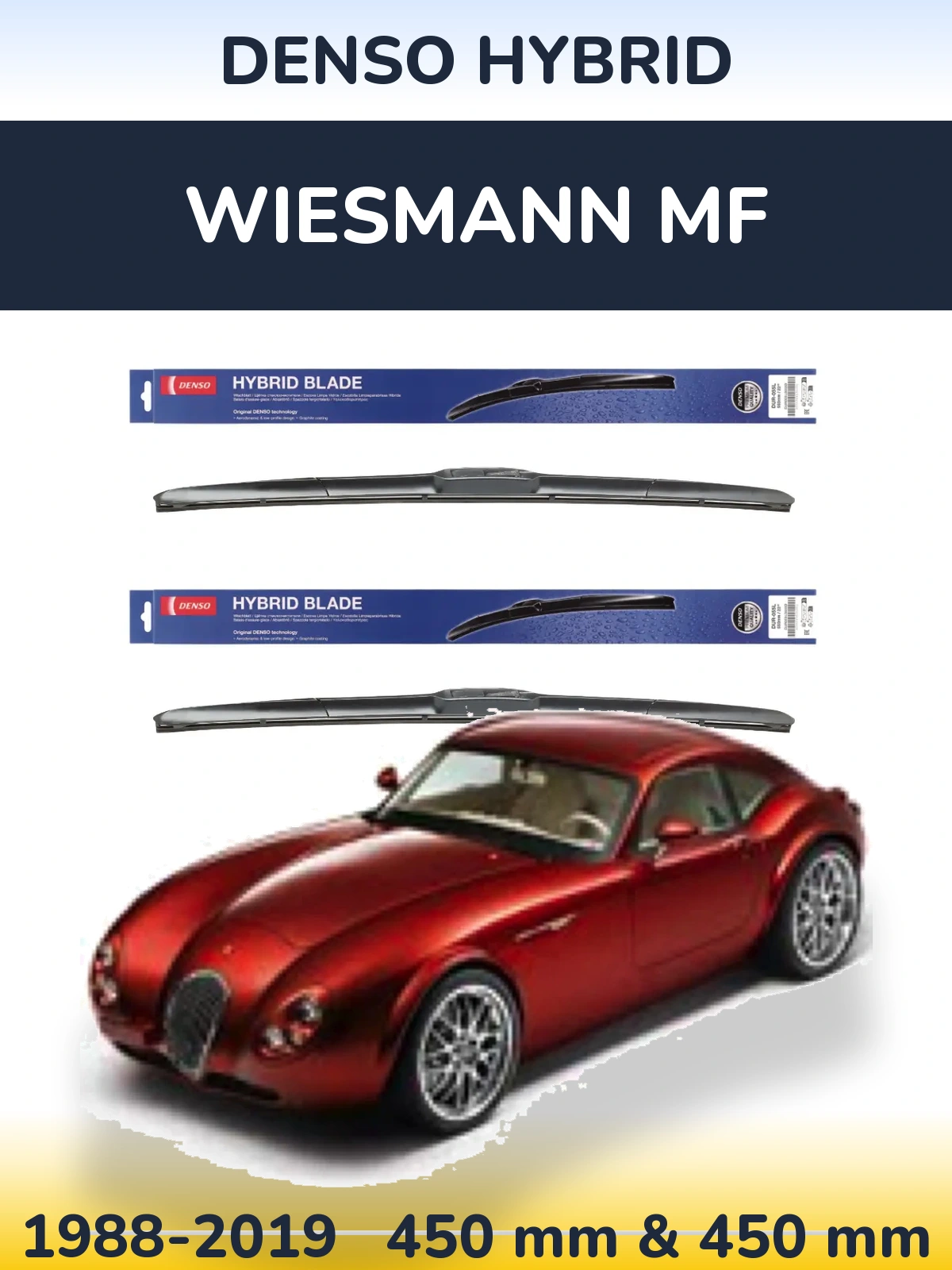 Sada předních stěračů Denso Hybrid 450 a 450 mm pro Wiesmann MF 1988-2019
