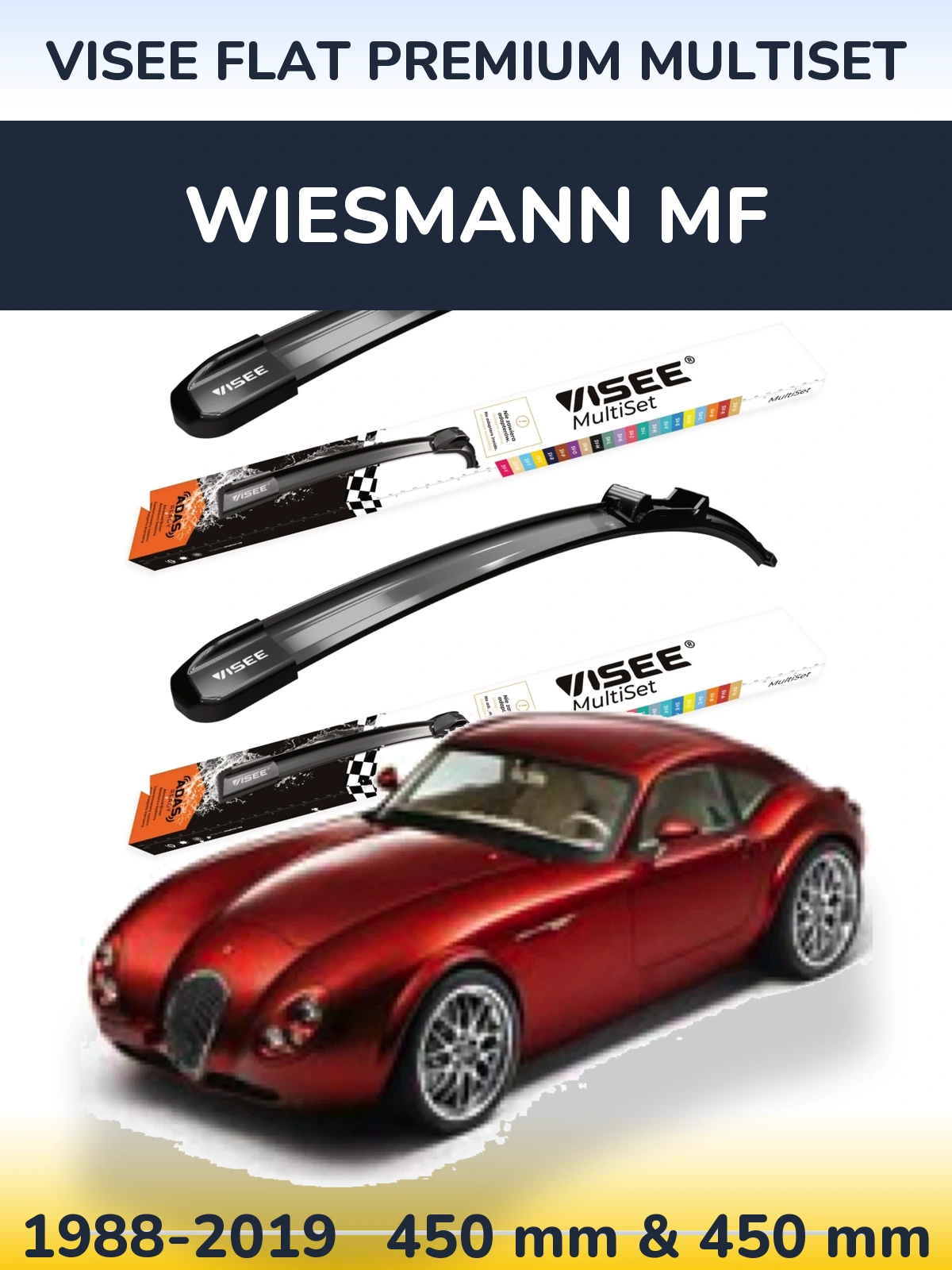 Sada předních stěračů VISEE FLAT PREMIUM MultiSet 450 a 450 mm pro Wiesmann MF 1988-2019