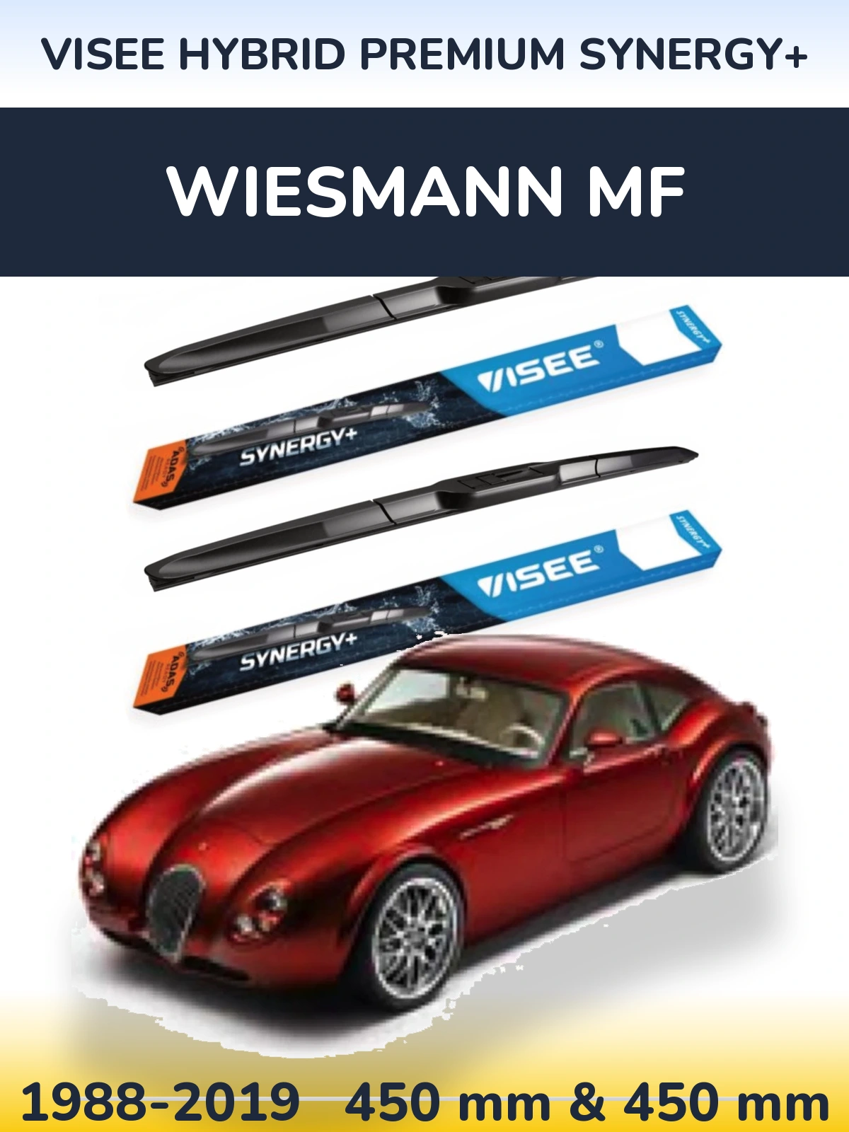 Sada předních stěračů VISEE HYBRID PREMIUM SYNERGY+ 450 a 450 mm pro Wiesmann MF 1988-2019