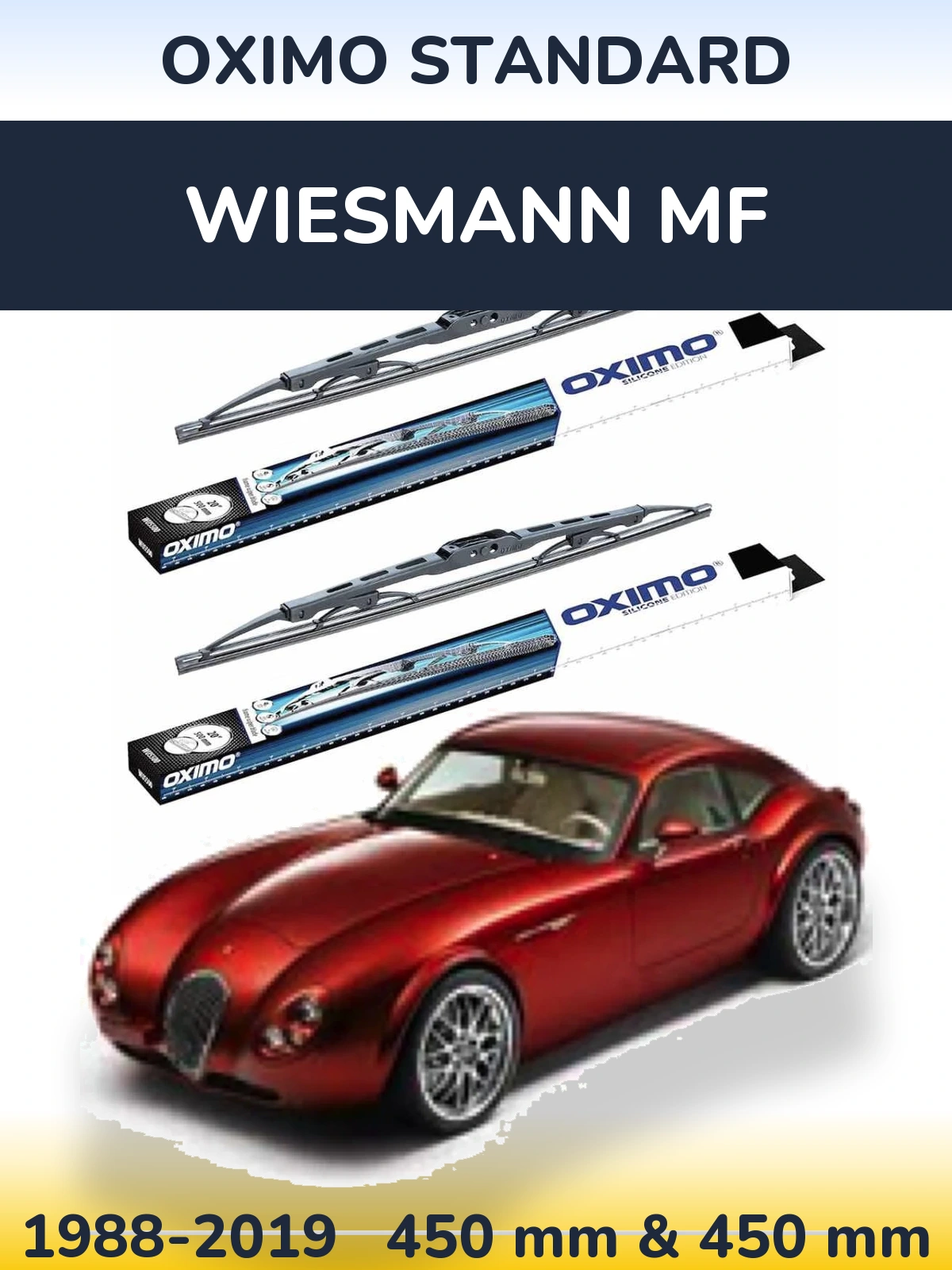 Sada předních stěračů Oximo Standard 450 a 450 mm pro Wiesmann MF 1988-2019