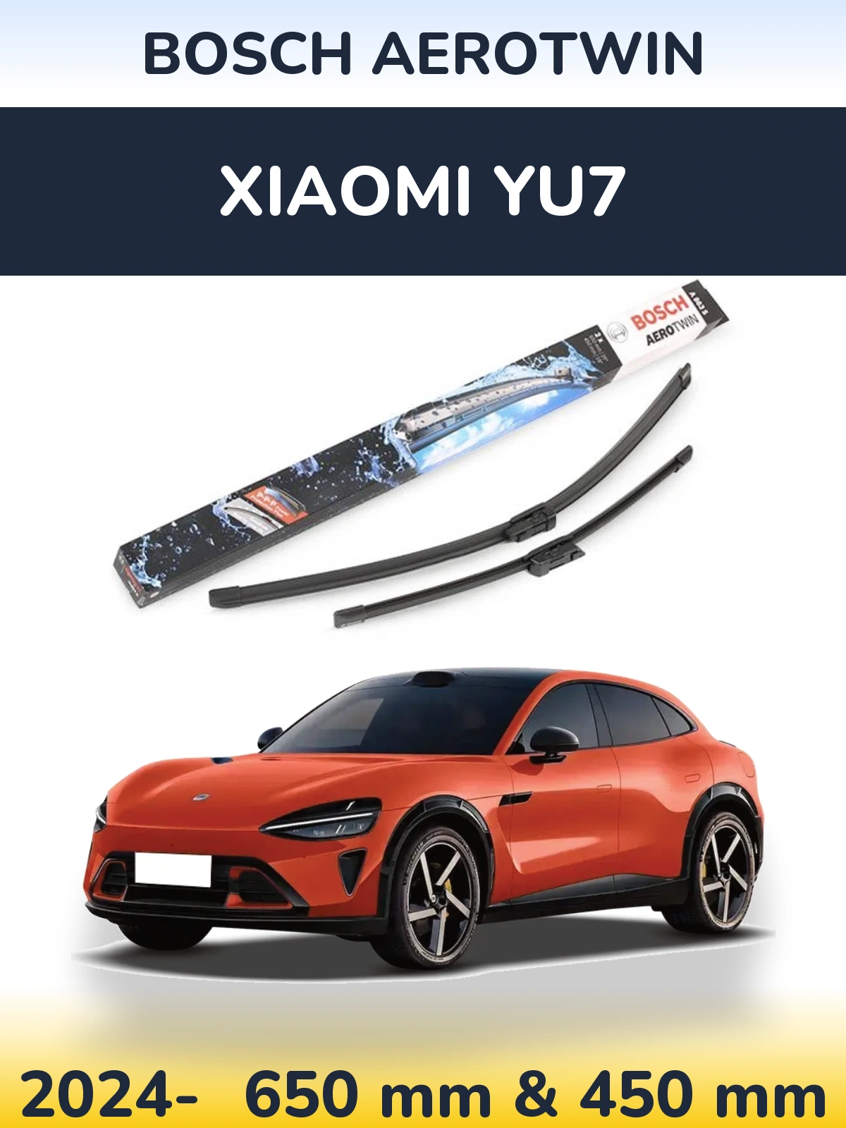 Sada předních stěračů BOSCH AeroTwin 650 a 450 mm pro Xiaomi YU7 2024-2026