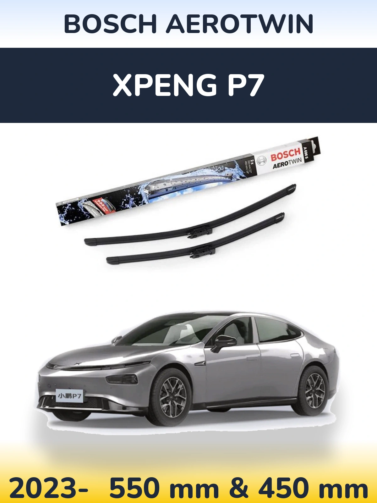 Sada předních stěračů BOSCH AeroTwin 550 a 450 mm pro XPENG P7 2023-2026