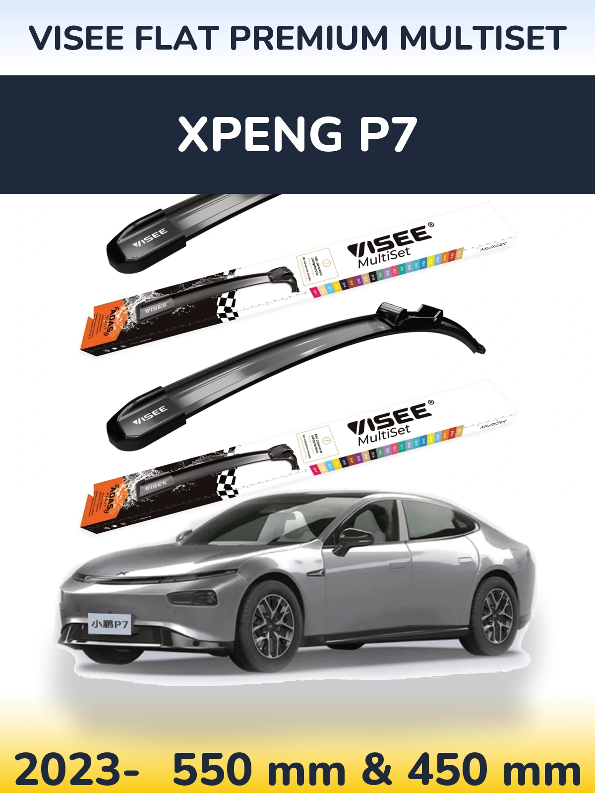 Sada předních stěračů VISEE FLAT PREMIUM MultiSet 550 a 450 mm pro XPENG P7 2023-2026