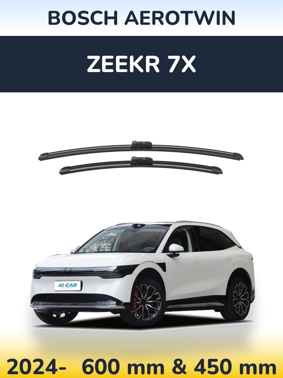 Sada předních stěračů BOSCH AeroTwin 600 a 450 mm pro Zeekr 7X 2024-2026