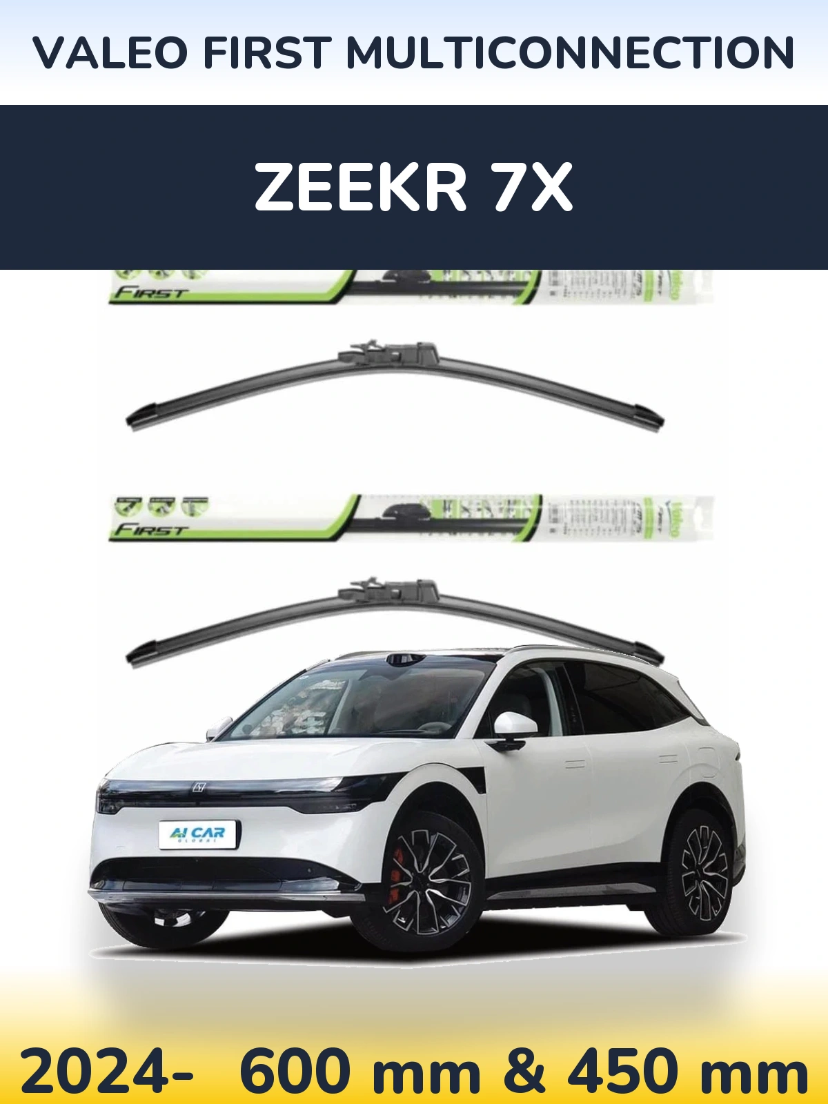 Sada předních stěračů Valeo First MultiConnection 600 a 450 mm pro Zeekr 7X 2024-2026