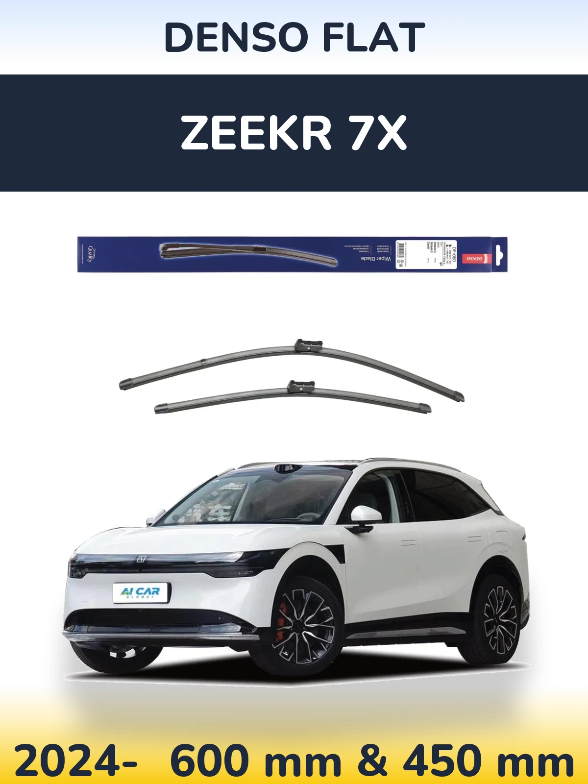 Sada předních stěračů Denso Flat 600 a 450 mm pro Zeekr 7X 2024-2026