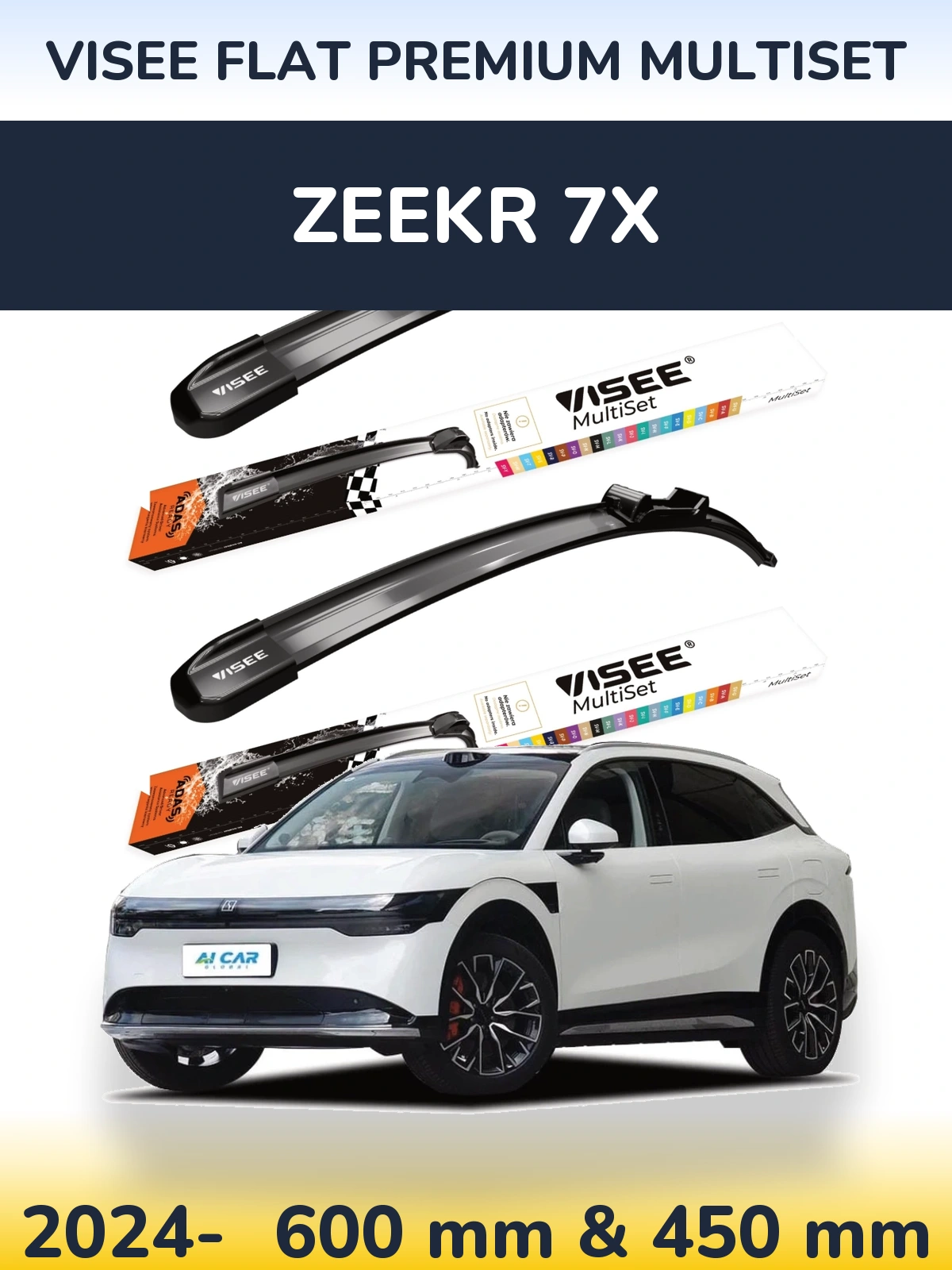 Sada předních stěračů VISEE FLAT PREMIUM MultiSet 600 a 450 mm pro Zeekr 7X 2024-2026