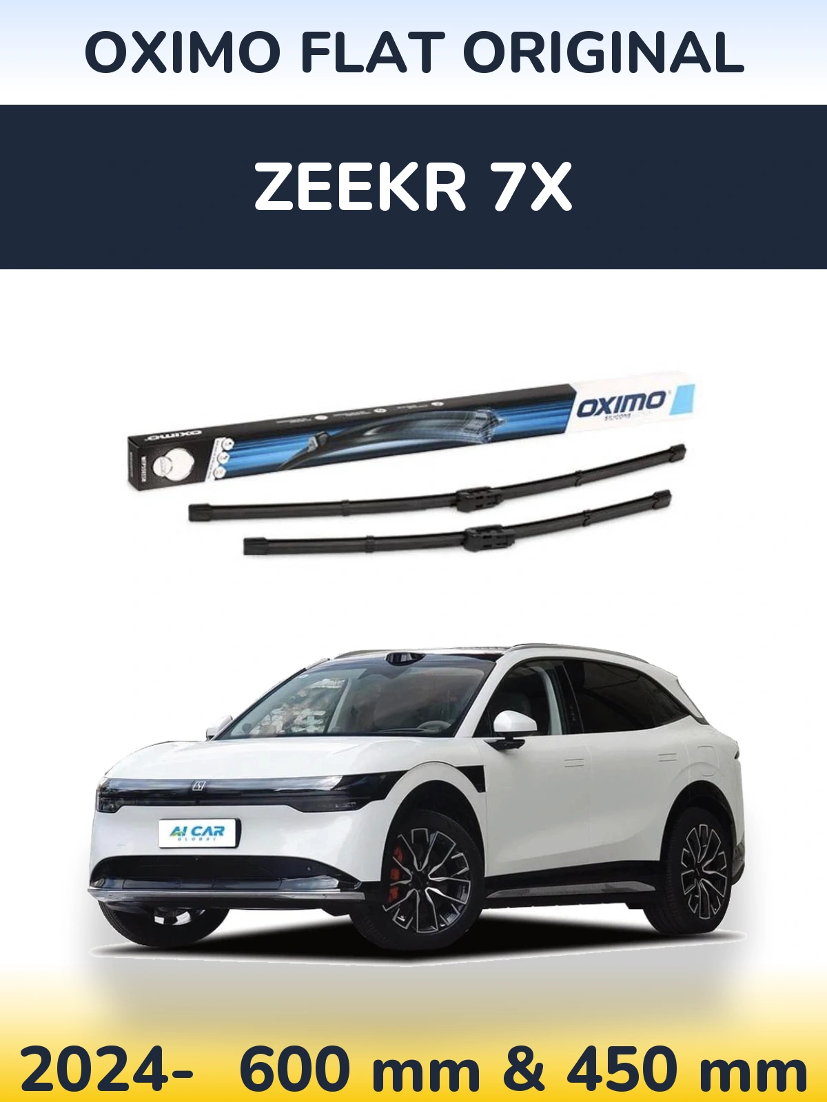 Комплект передніх щіток Oximo Flat Original 600 & 450 мм для Zeekr 7X 2024-2026