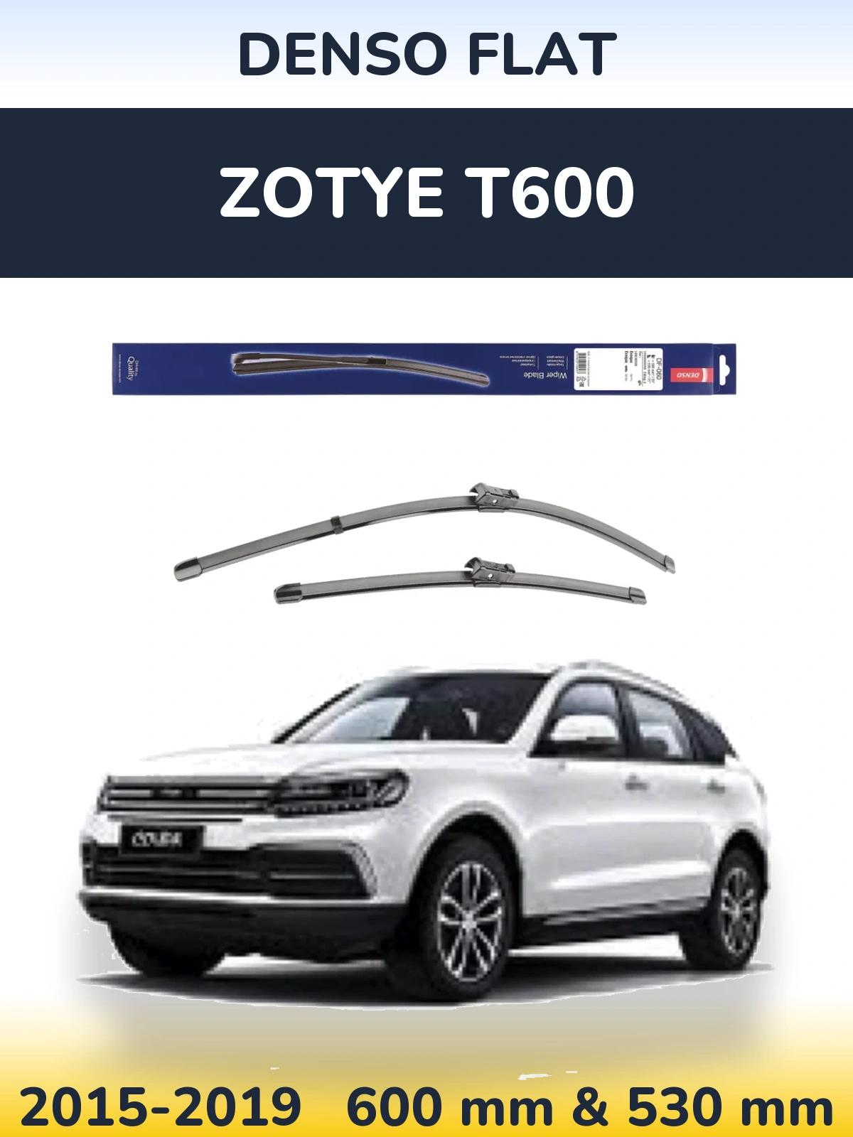 Sada předních stěračů Denso Flat 580 a 530 mm pro Zotye T600 2015-2019