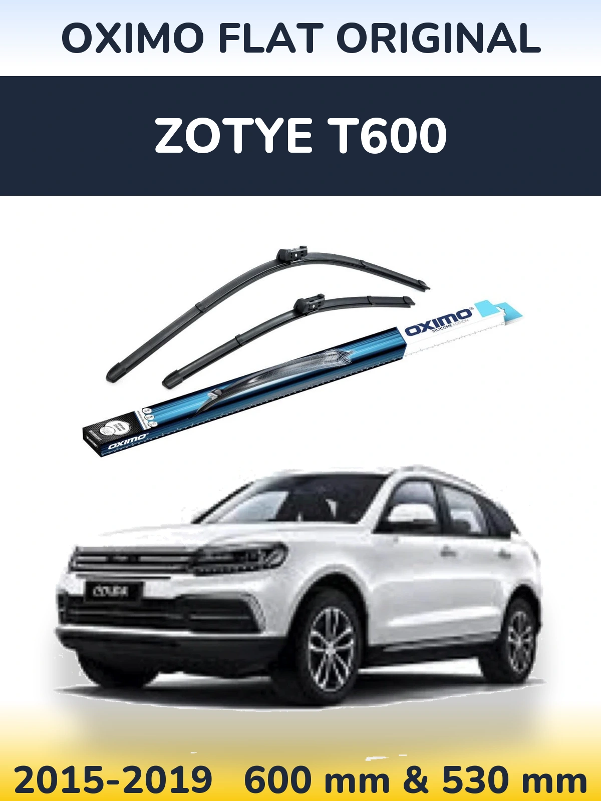 Sada předních stěračů Oximo Flat Original 600 a 500 mm pro Zotye T600 2015-2019
