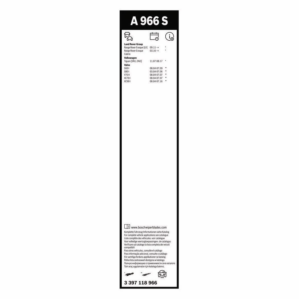 Sada předních stěračů BOSCH AeroTwin 600 a 530 mm pro Volvo XC90 1 2006-2010