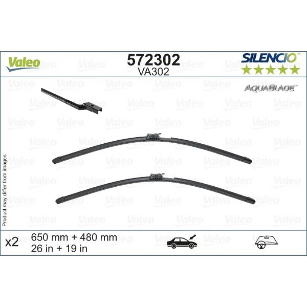 Sada předních stěračů Valeo Aqua Blade 650 a 475 mm pro Volvo XC60 2 2017-2026