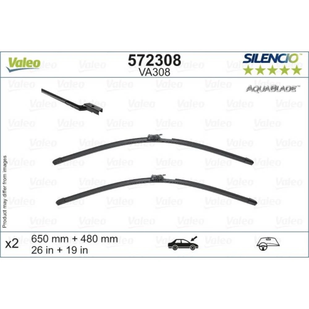 Sada předních stěračů Valeo Aqua Blade 650 a 475 mm pro Volvo XC60 2 2017-2026