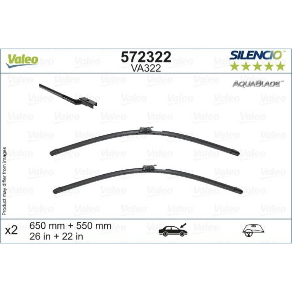 Sada předních stěračů Valeo Aqua Blade 650 a 550 mm pro Mercedes SL-Klasse 2012-2022