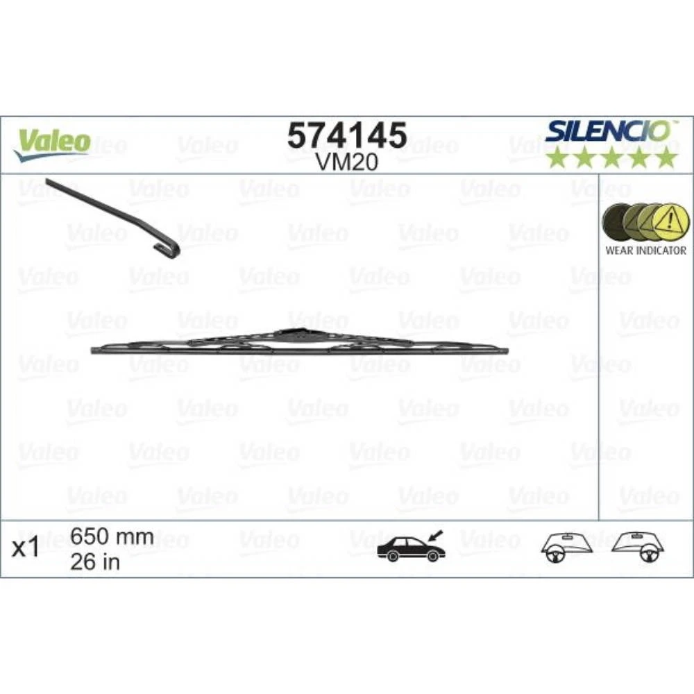 Sada předních stěračů Valeo Silencio Convertional 650 a 650 mm pro Mitsubishi Space Gear 1994-2001