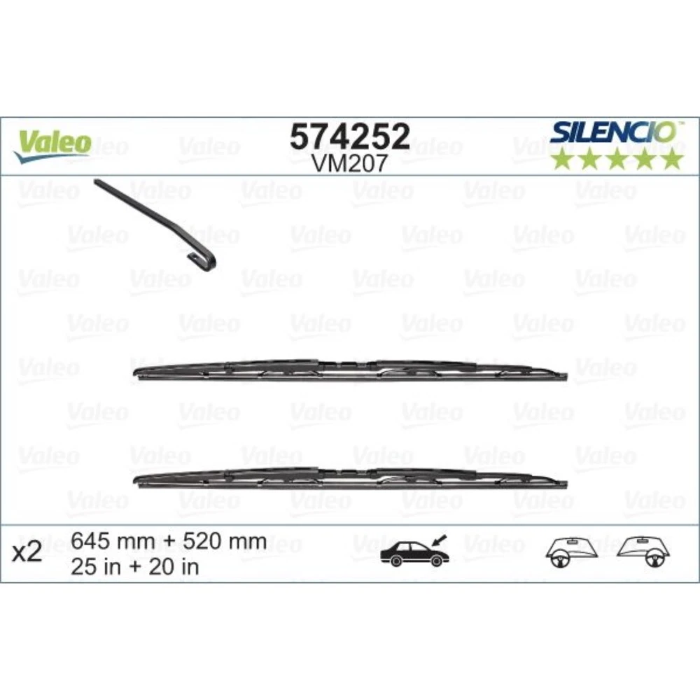Stěrače Valeo Silencio Convertional pro Peugeot 607