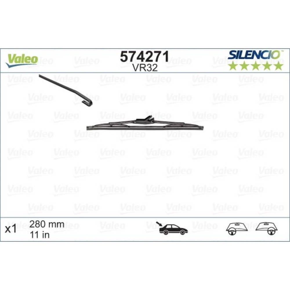 Zadní stěrač Valeo Silencio Rear 280 mm pro Jeep Compass 1 2006-2011
