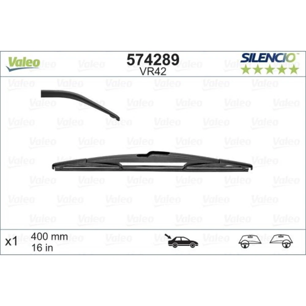 Задня щітка Valeo Silencio Rear 400 мм для Peugeot 207+ Plus 2012-2015