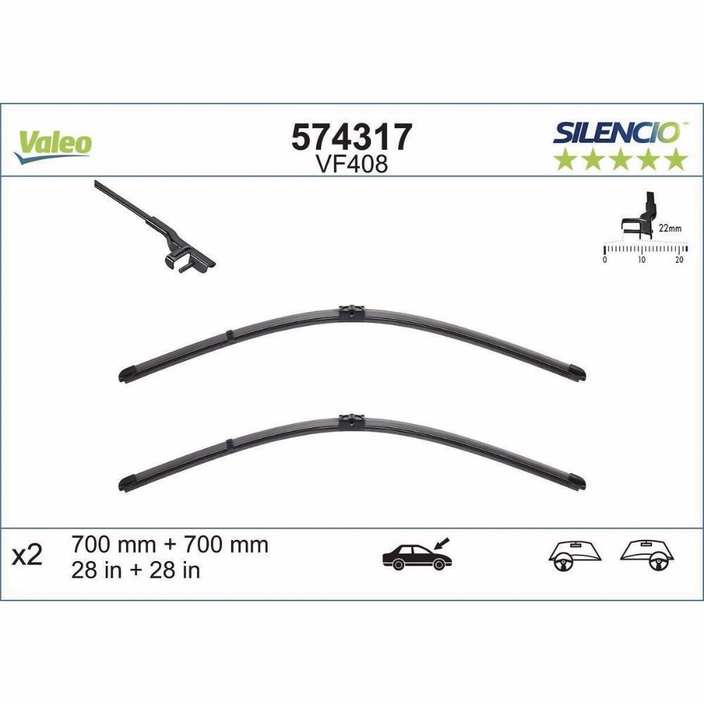 Stěrače Valeo Silencio Flat pro Peugeot 407