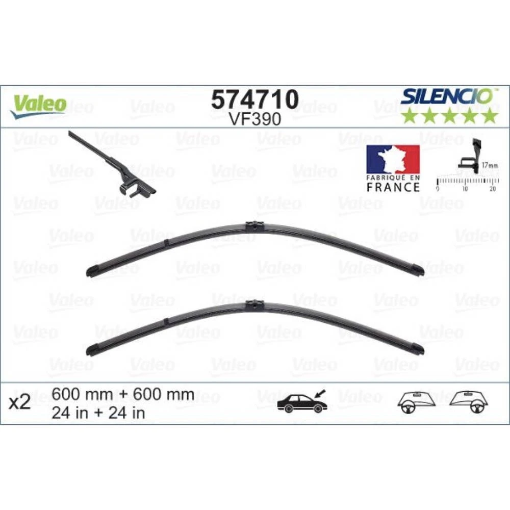 Sada předních stěračů Valeo Silencio Flat 600 a 600 mm pro Mercedes C Class T-Modell 2007-2008