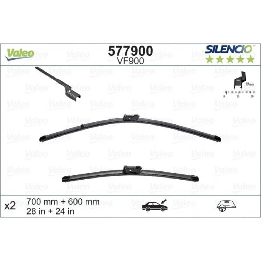 Sada předních stěračů Valeo Silencio Flat 700 a 600 mm pro Opel Astra K 2015-2021