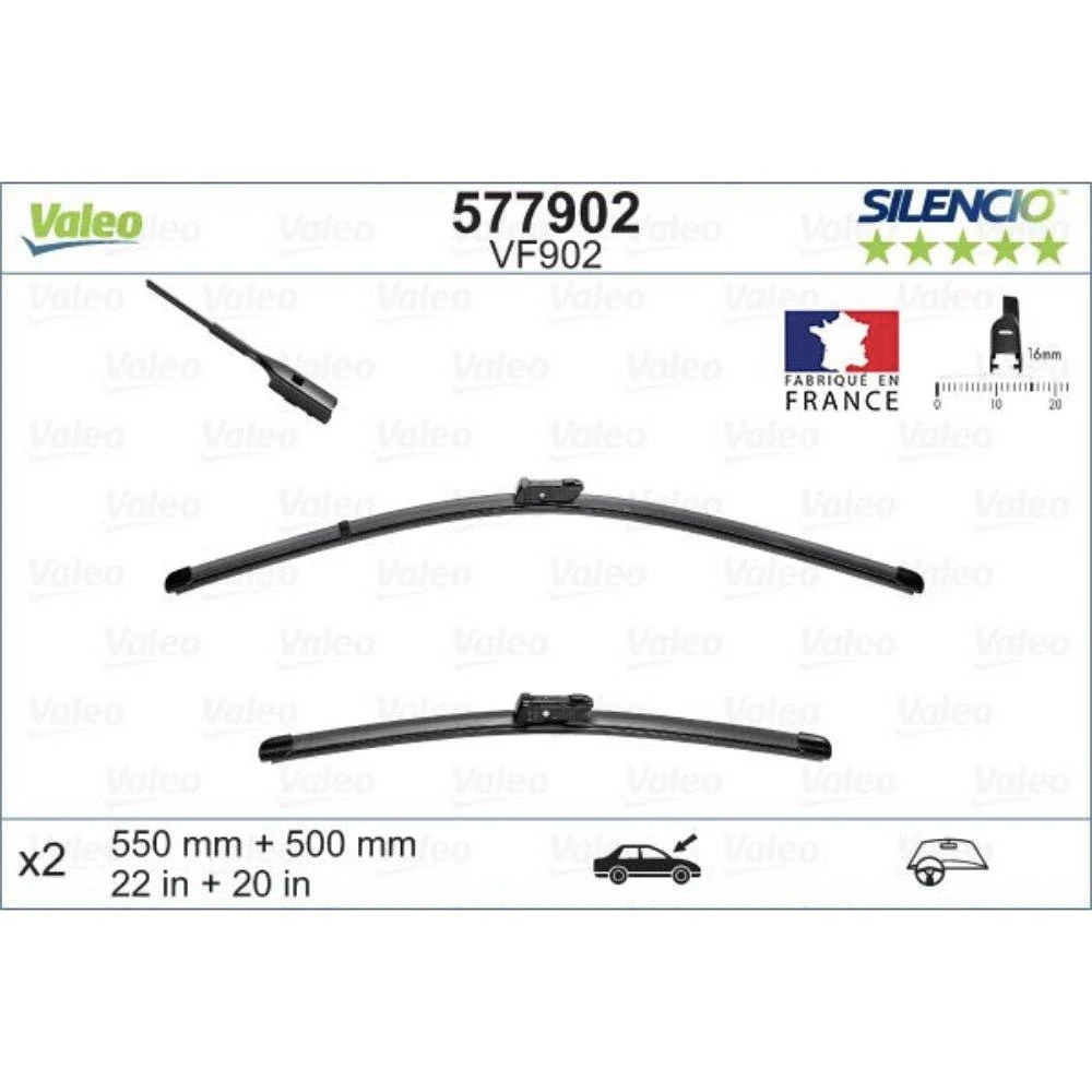 Sada předních stěračů Valeo Silencio Flat 550 a 500 mm pro MINI Clubman 2014-2024