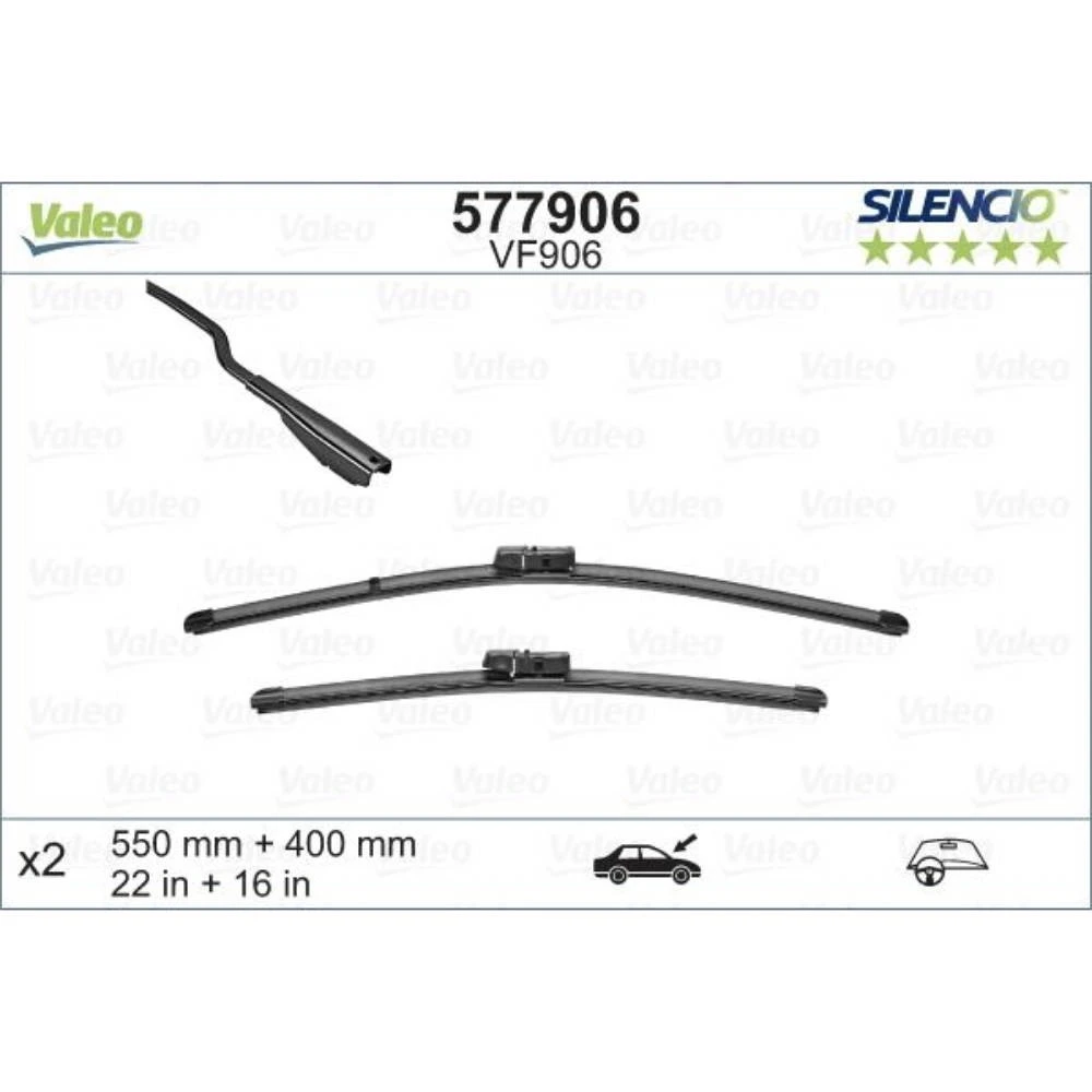 Sada předních stěračů Valeo Silencio Flat 550 a 400 mm pro Ford EcoSport 2 2012-2016