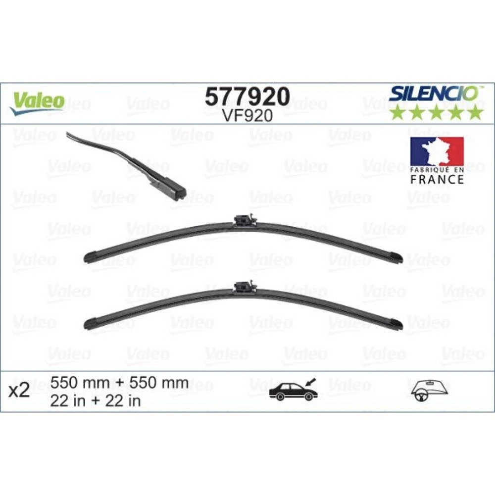 Sada předních stěračů Valeo Silencio Flat 550 a 550 mm pro Mercedes C Class T-Modell 2014-2018