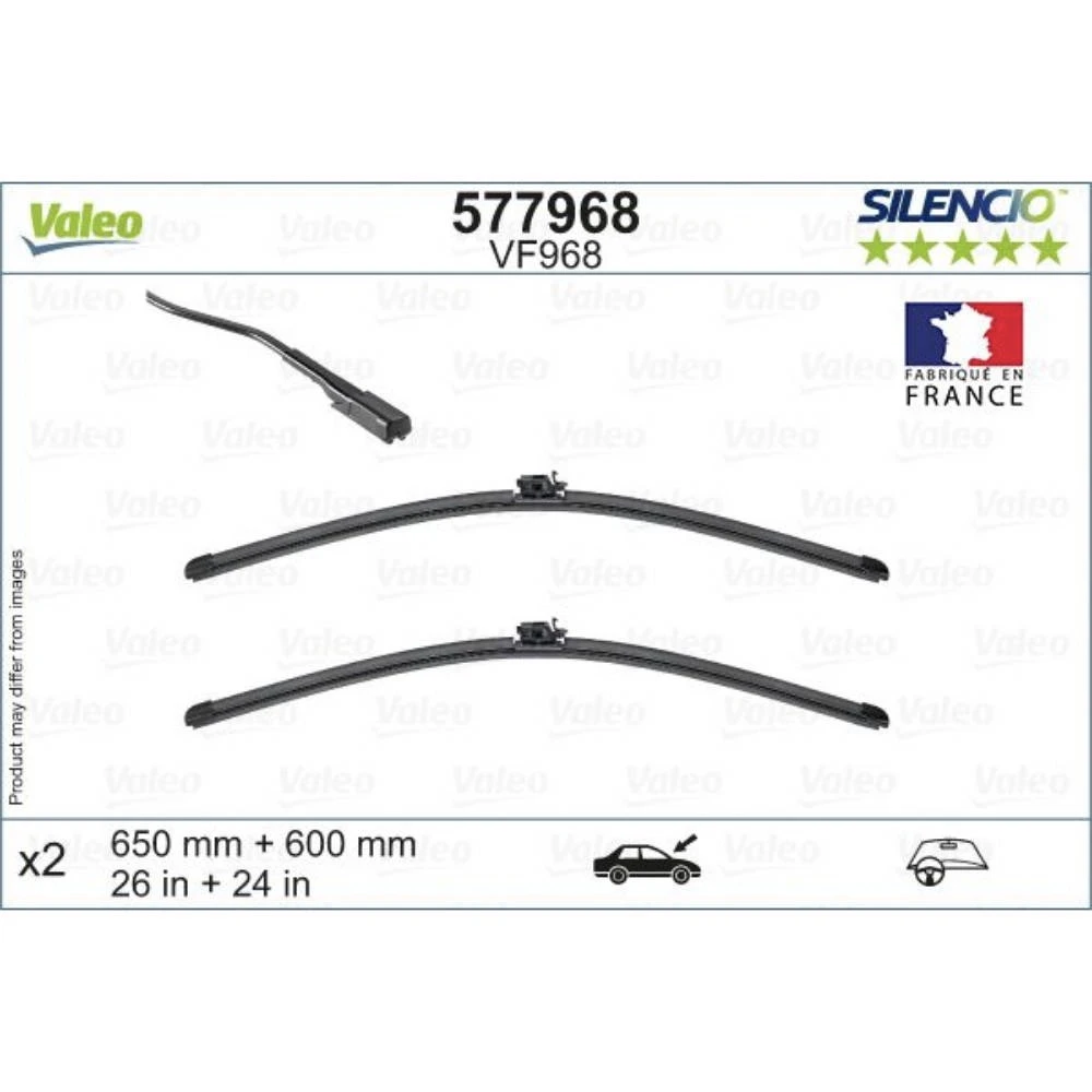 Sada předních stěračů Valeo Silencio Flat 650 a 600 mm pro Mercedes Sprinter 2018-2026