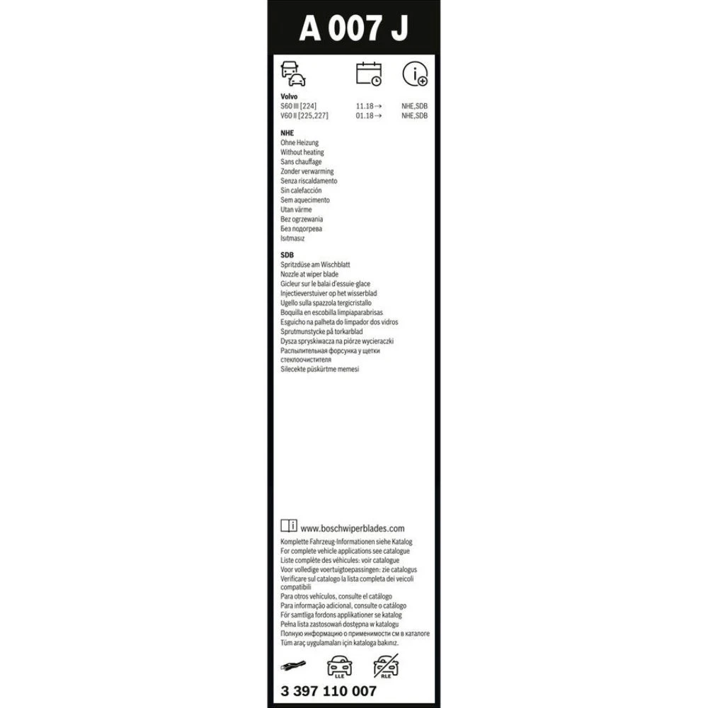 Sada předních stěračů BOSCH AeroTwin 600 a 500 mm pro Volvo V60 2 2018-2026