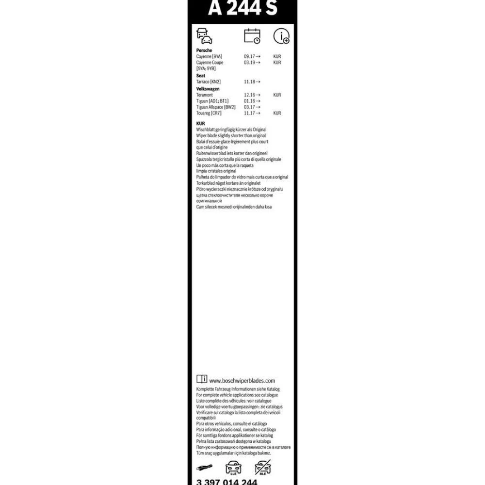 Sada předních stěračů BOSCH AeroTwin 625 a 550 mm pro Volkswagen Tiguan 2 2016-2023