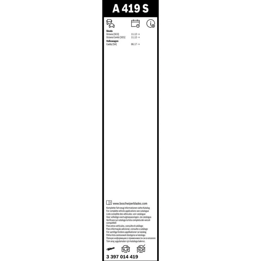 Sada předních stěračů BOSCH AeroTwin 600 a 450 mm pro Volkswagen Caddy 3 2017-2021