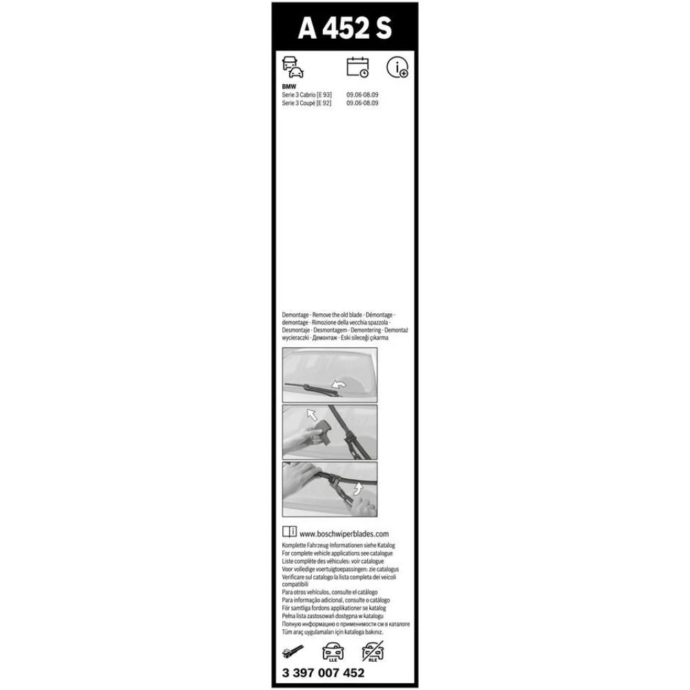 Sada předních stěračů BOSCH AeroTwin 600 a 450 mm pro BMW 3 Series 2005-2009