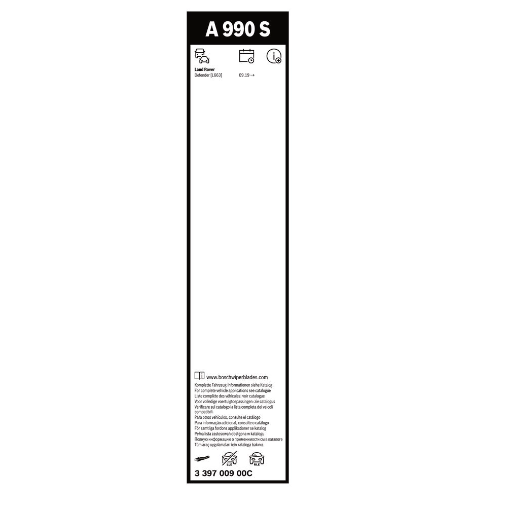 Sada předních stěračů BOSCH AeroTwin 580 a 580 mm pro Land Rover Defender 2 2019-2026