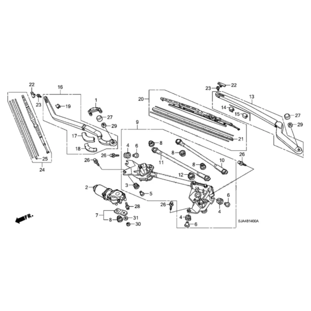 Sada předních stěračů Acura OEM Acura Original 700 a 475 mm pro Acura RL 2008-2012