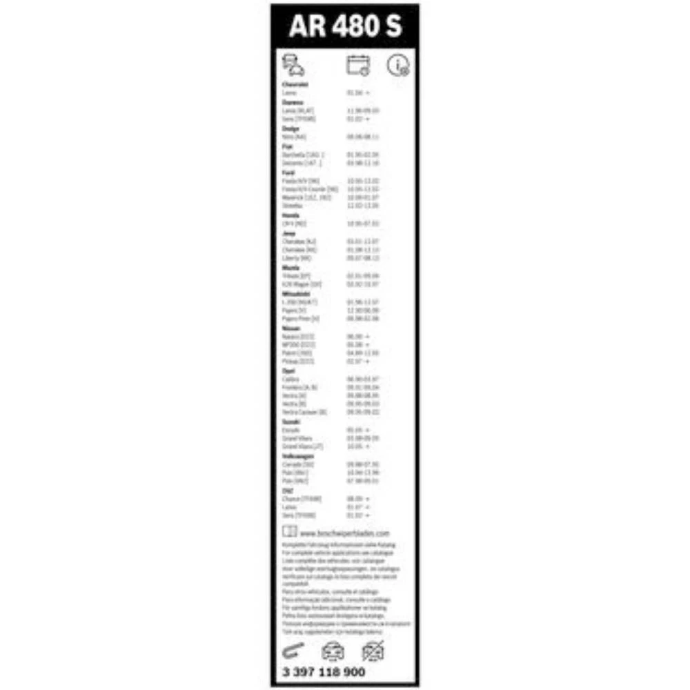 Sada předních stěračů BOSCH AeroTwin 475 a 475 mm pro Opel Vectra B 1995-2003