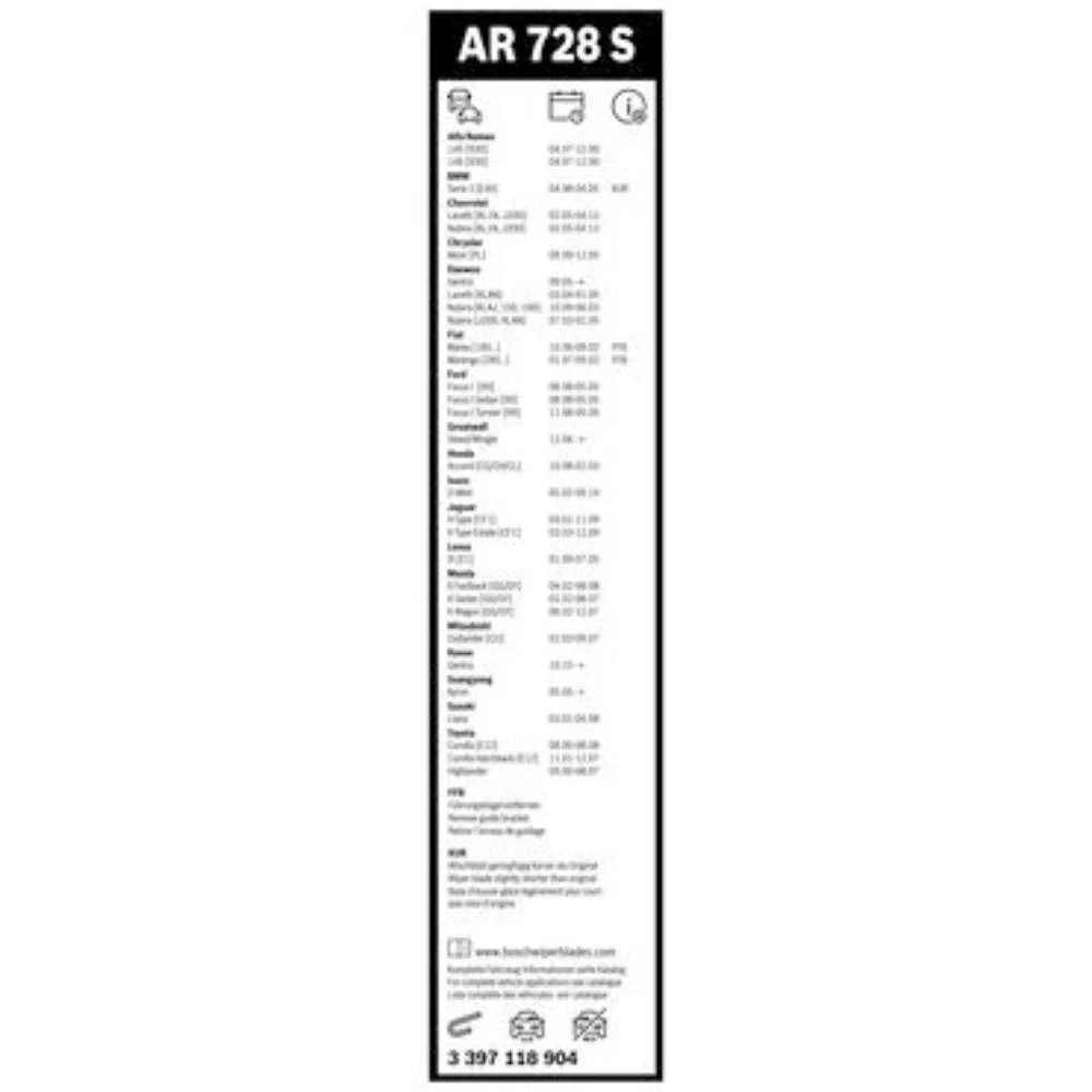 Sada předních stěračů BOSCH AeroTwin 550 a 475 mm pro Jaguar X-Type 2001-2010