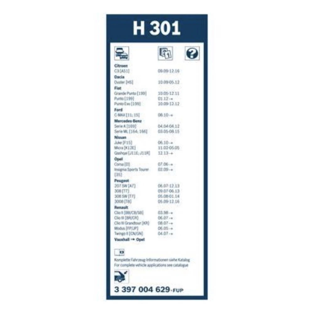 Zadní stěrač BOSCH Rear 300 mm pro Renault Clio 2 1998-2007