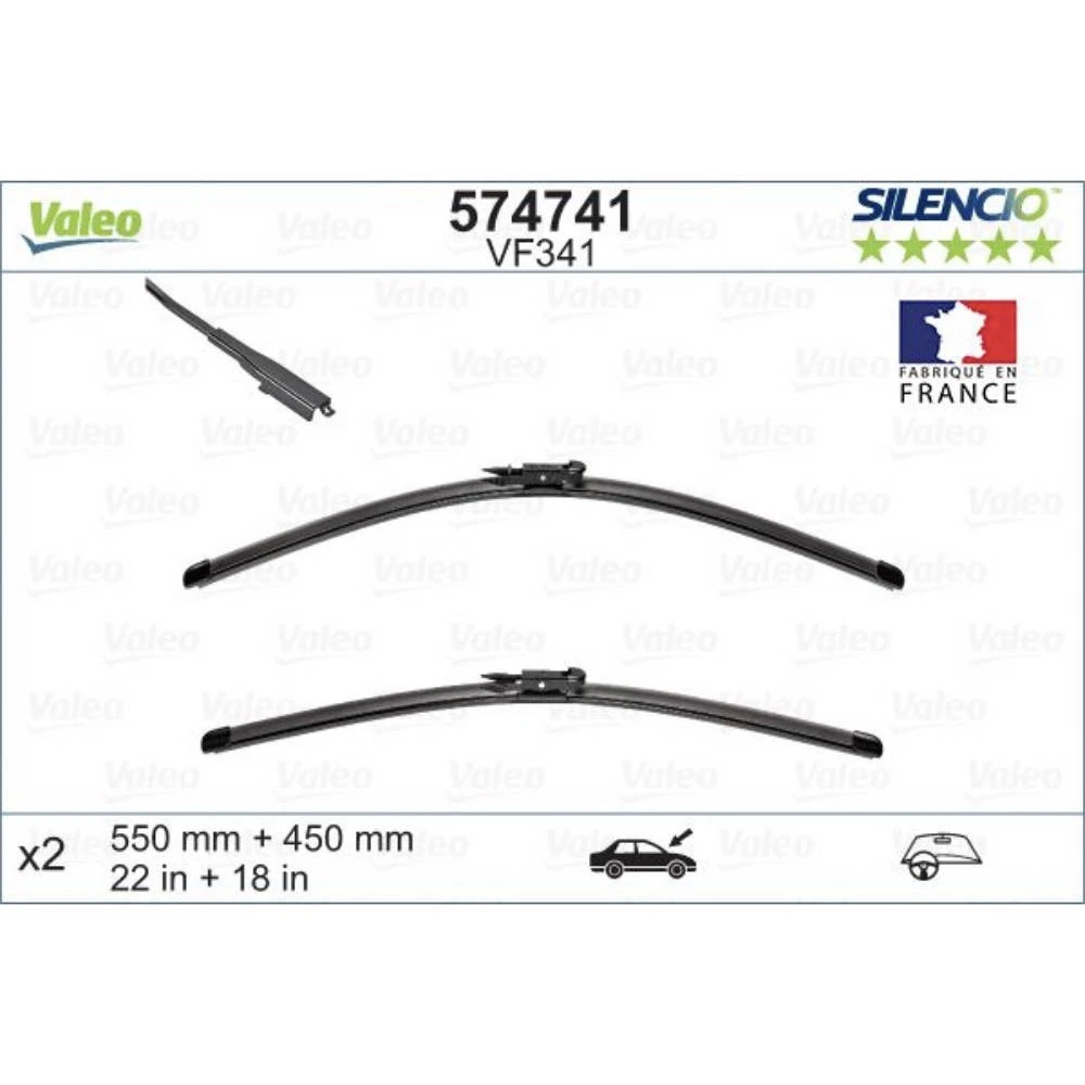 Sada předních stěračů Valeo Silencio Flat 550 a 450 mm pro BMW 1 Series 2011-2019